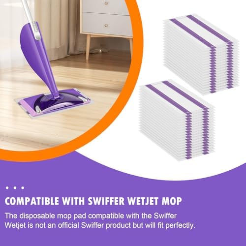 KTNAid 60 Pack Replacement Mop Pads for Swiffer WetJet