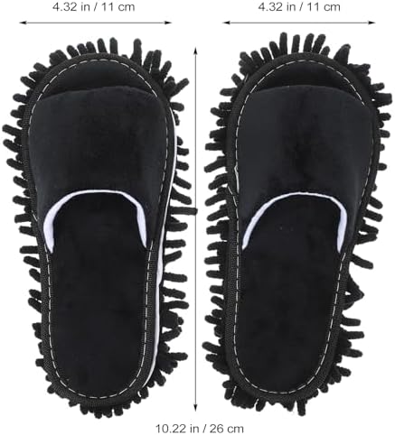 PACKOVE Floor Cleaning Mop Slippers 1 Pair Black