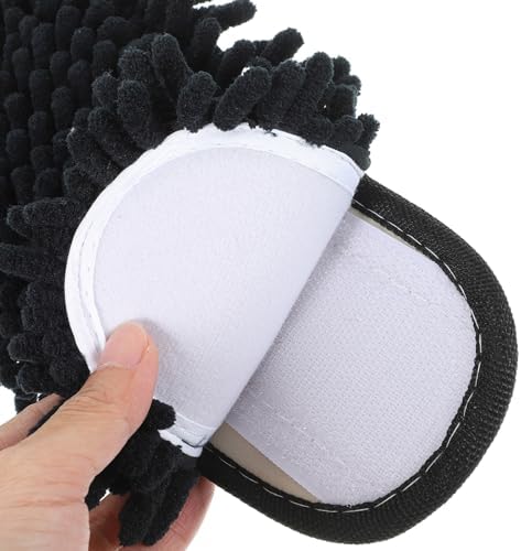PACKOVE Floor Cleaning Mop Slippers 1 Pair Black
