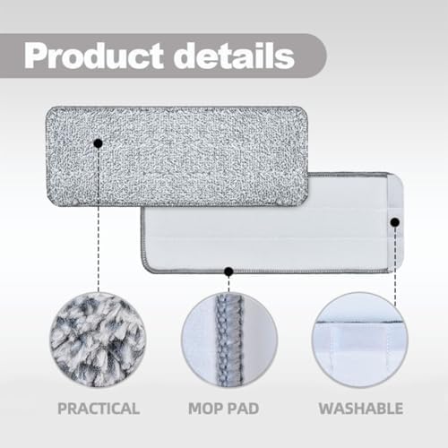 3PCS Washable Fiber Mop Pads for Hardwood and Tile Floors