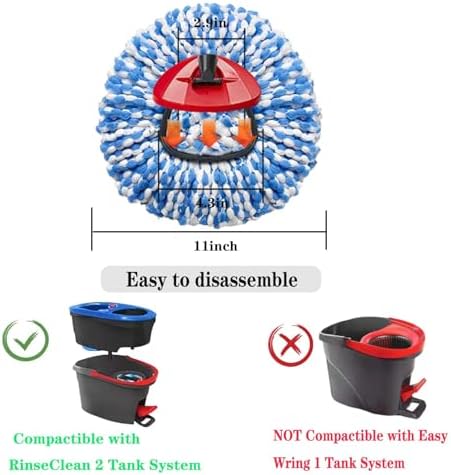 Fazlynyi 2 Pack Mop Replacement Heads for RinseClean 2-Tank System