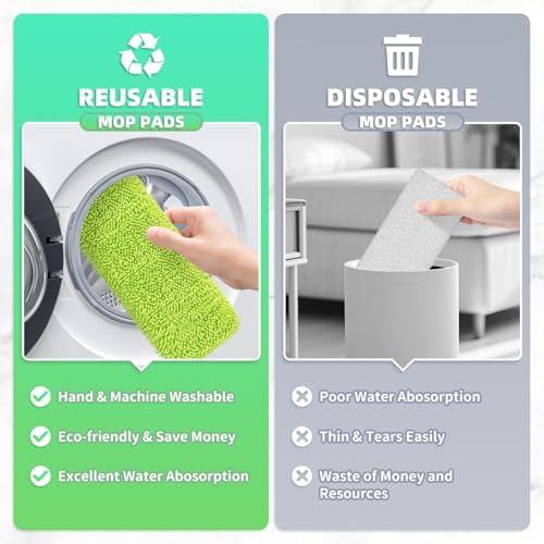 Nicemiya 4 Pack Reusable X-Large Mop Pads for Swiffer Sweeper XL