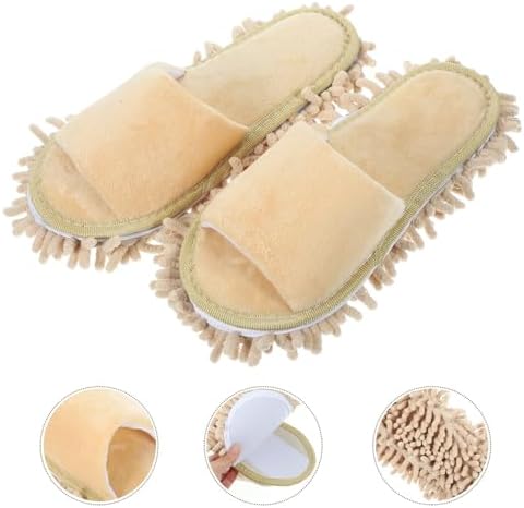 PACKOVE Women Fuzzy Mop Slippers with Toe Open Design 1