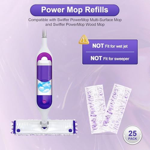 Kamitaly 25 Count Swiffer Power Mop Refill Pads