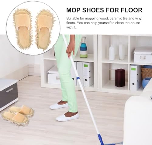 PACKOVE Women Fuzzy Mop Slippers with Toe Open Design 1