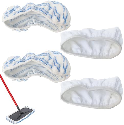 WVYNUYQP Reusable Cotton Microfiber Mop Pads 4 Pack