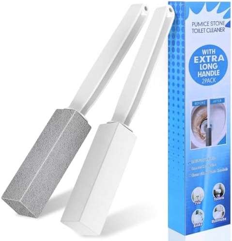 Laiyeoy Toilet Bowl Pumice Stone 2Pack with Extra Long Handle