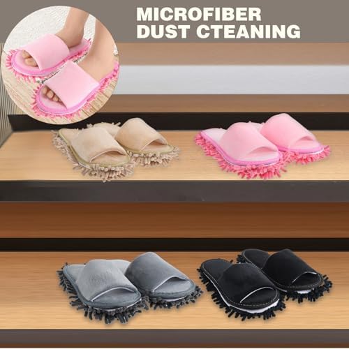 Telooco 4 Pairs Washable Mopping Slippers for Women