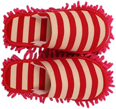 PACKOVE Chenille Cleaning Slippers Red Size L