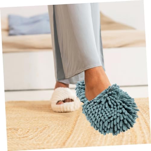 1 Pair Minkissy Mop Slippers Reusable Non-Slip Gray-Green