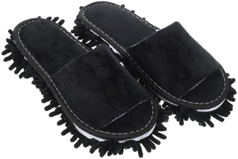 PACKOVE Floor Cleaning Mop Slippers 1 Pair Black