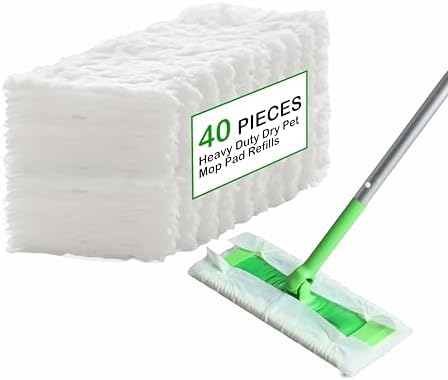 Heavy Duty Pet Dry Mop Cloth Refills 40 Count Multi-Surface