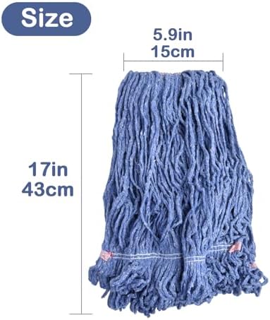 Loop-End Mop Head Replacement 6 Pack Blue Heavy Duty