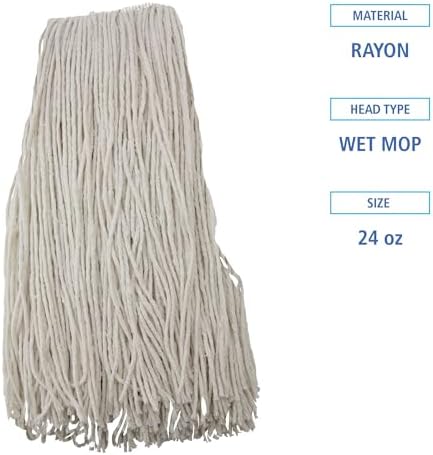 Boardwalk Premium Cut-End Wet Mop Heads 24oz White 12Carton