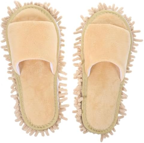 PACKOVE Women Fuzzy Mop Slippers with Toe Open Design 1
