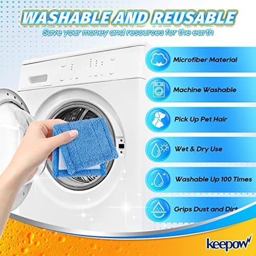 KEEPOW 2 Pack Reusable Microfiber Mop Pads
