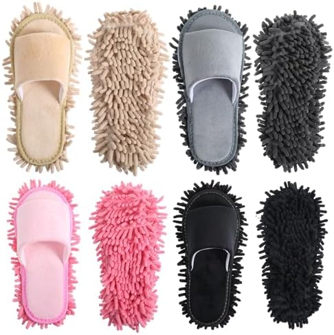 Telooco 4 Pairs Washable Mopping Slippers for Women