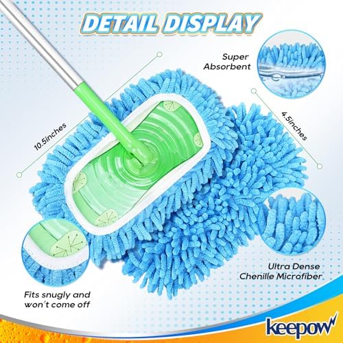 KEEPOW Reusable Microfiber Mop Pads 2 Pack 1