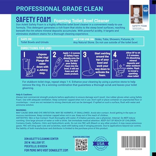 Don Aslett Toilet Bowl Cleaner Set with 14 Handle and Safety Foam