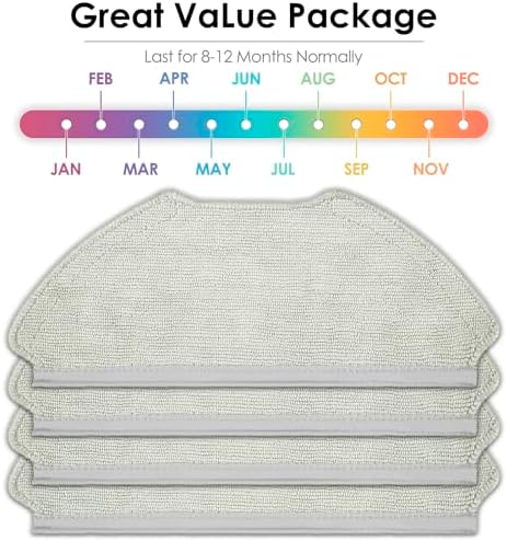 4 Pack T20 Replacement Mop Pads for Airrobo Robot Vacuum