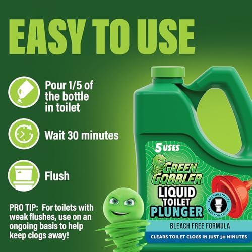 Green Gobbler Liquid Toilet Plunger Clog Remover