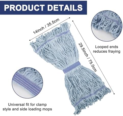 KeFanta 3 Pack Heavy Duty Mop Head Refill Blue