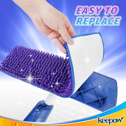 KEEPOW Microfiber Mop Pad Replacement 18 Inch 43 Pack Washable Reusable