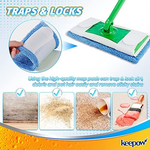 KEEPOW 2 Pack Reusable Microfiber Mop Pads