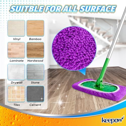 KEEPOW Reusable Microfiber Mop Pads 10 Pack