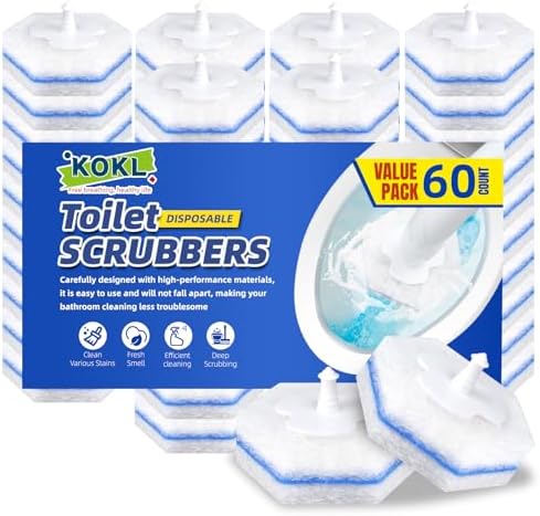 KOKL 60pcs Toilet Brush Refills Disposable Bathroom Cleaners