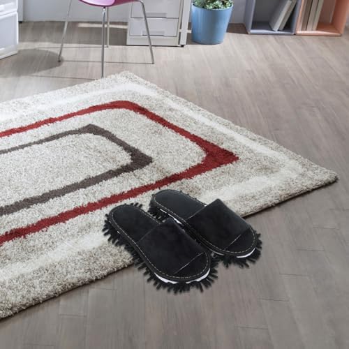 PACKOVE Floor Cleaning Mop Slippers 1 Pair Black