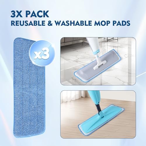 3 Pack Microfiber Mop Pads Refill for All Spray Mops