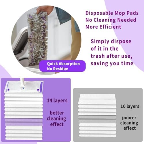 24 Pack Swiffer Power Mop Pads Refills - 14 Layer Microfiber Wet Dry Use
