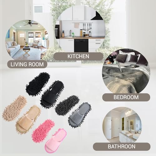 Telooco 4 Pairs Washable Mopping Slippers for Women