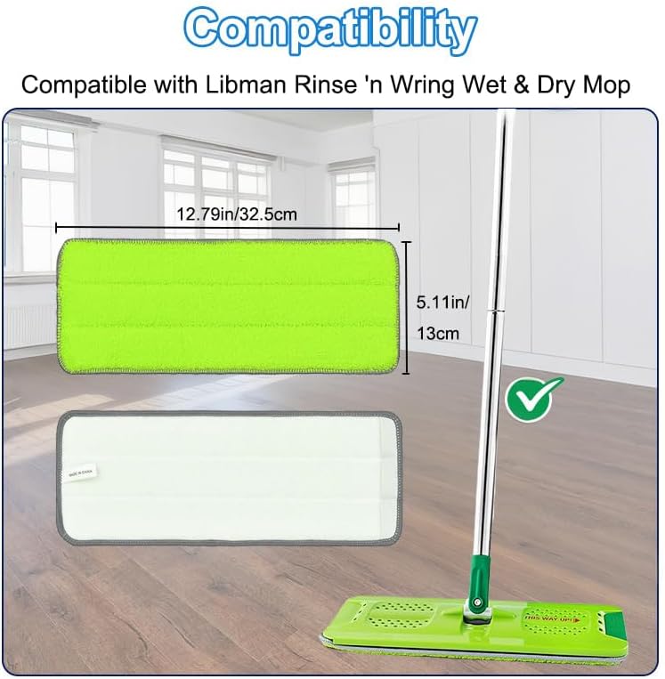 6pcs Microfiber Mop Refills for Libman Rinse N Wring Mop