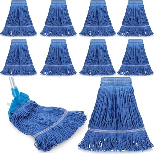 10 PCS 276 Inch Heavy Duty Mop Head Refills - Blue Commercial Cotton Replacements