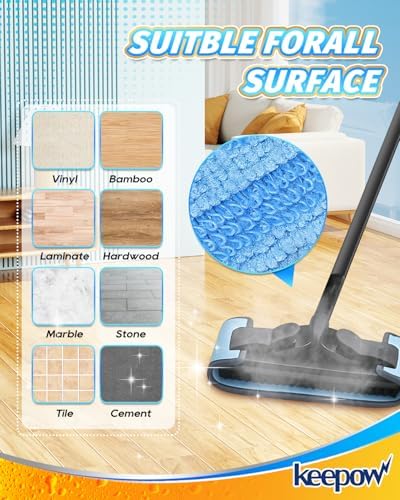 KEEPOW Reusable Microfiber Mop Pads 2 Pack