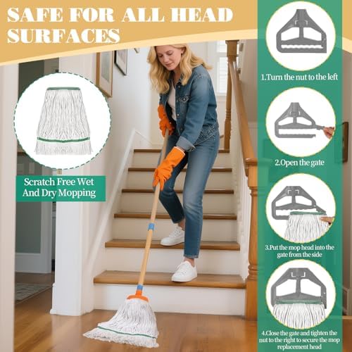 BOHUIZ 6 Pack Heavy Duty Mop Head Replacements 1