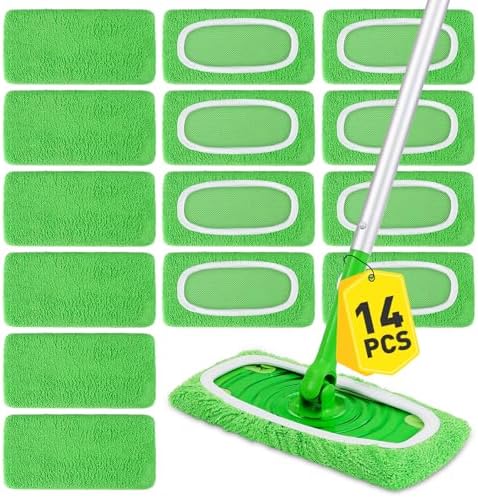 NEOACT 14Pcs Reusable Microfiber Mop Pads for Swiffer Sweeper