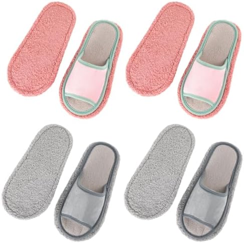 4 Pairs Washable Mop Slippers for Home Use