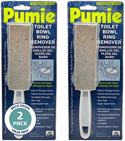 PUMIE Toilet Bowl Ring Cleaner with Pumice Stone Handle 2 Pack