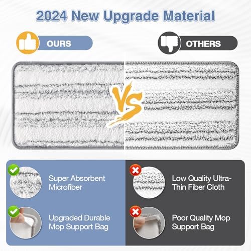 Zeekech Flat Mop Head Replacement Pads 13 x 49 GreyStripe