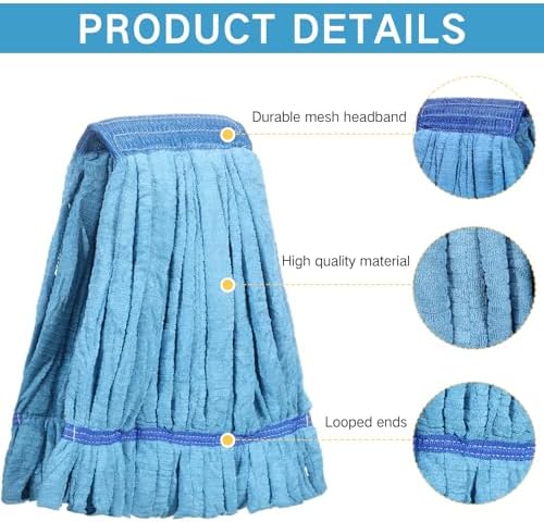 Lallisa 4 Pcs Medium Blue Microfiber Mop Heads Refill