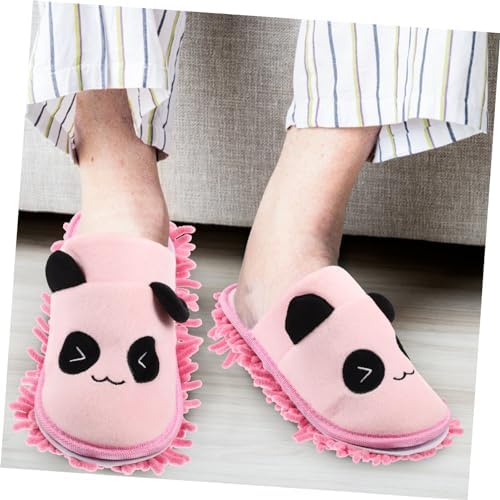 Packove 1pair Washable Mop Slippers with Panda Design