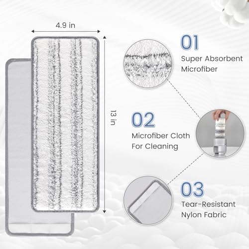 Zeekech Flat Mop Head Replacement Pads 13 x 49 GreyStripe