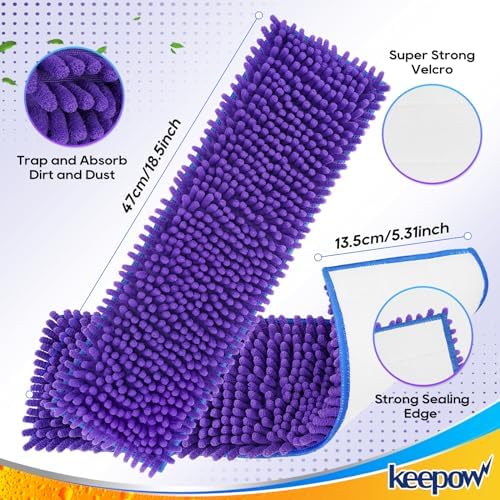 KEEPOW Microfiber Mop Pad Replacement 18 Inch 43 Pack Washable Reusable