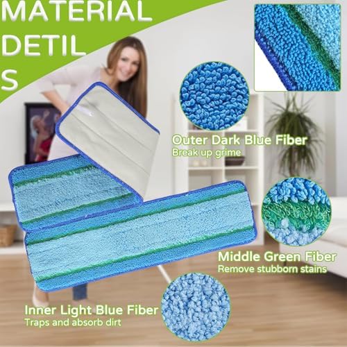 3 Pack Washable Reusable Microfiber Deep Cleaning Pads for Bona Mops