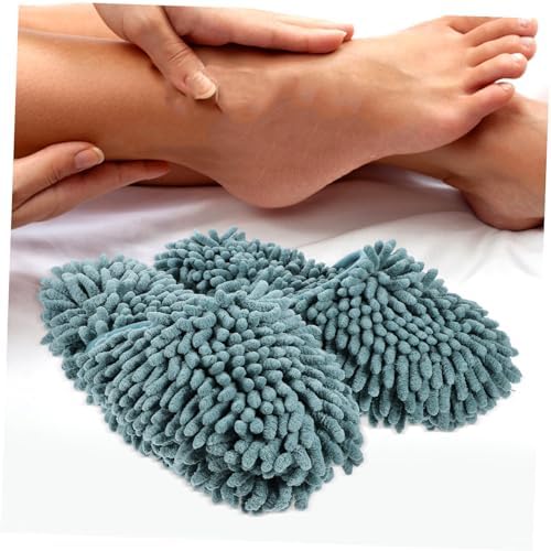 1 Pair Minkissy Mop Slippers Reusable Non-Slip Gray-Green