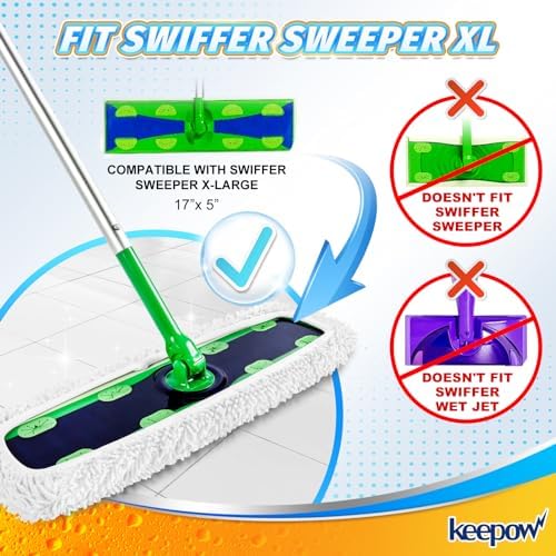 KEEPOW Reusable XL Mop Pads Refills 4 Pack