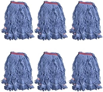 Loop-End Mop Head Replacement 6 Pack Blue Heavy Duty